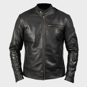 black biker leather jacket