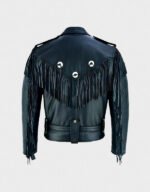 black cowboy tassel jacket with fringes for men