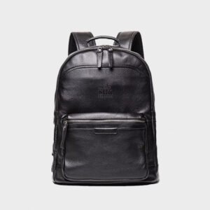 black full grain leather backpack