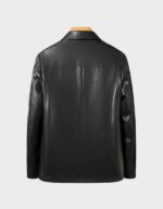 black lapel fashion leather jacket for men