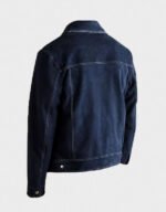 blue classic stylish suede leather jacket for men