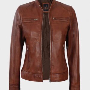 cognac wax brown leather jacket