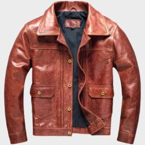 cowhide leather vintage brown motorcycle jacket