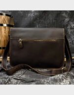 dark brown leather men briefcases laptop bag