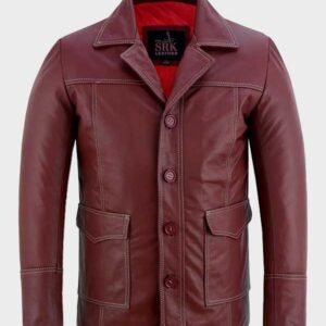 fight club dark red film leather jacket