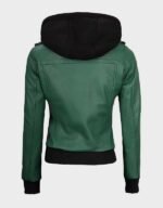 green real bomber leather jacket for women