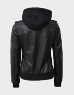 ladies bomber black leather jacket