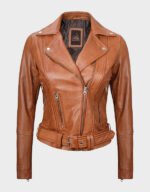 light brown leather biker jacket