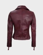 maroon dark maroon leather biker jacket