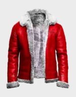 men b3 red aviator bomber leather jacket