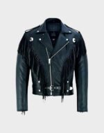 men black cowboy tassel jacket with fringes