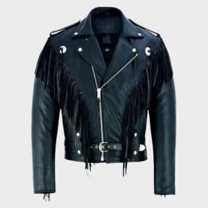 men black cowboy tassel jacket with fringes