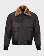 men brown leather bomber jacket