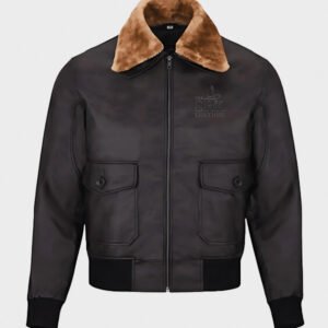 men brown leather bomber jacket