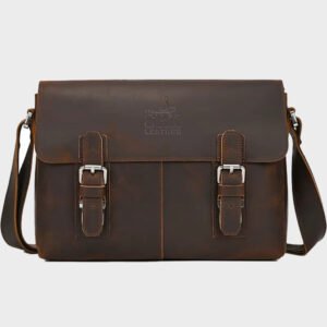 men brown leather handbag