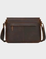 men brown leather handbag back