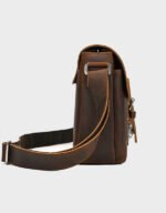 men brown leather handbag side