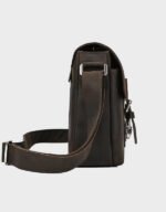 men dark brown leather handbag