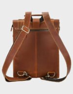 men full grain leather backpack tan