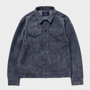 men gray suede classic trucker jacket