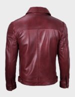 men maroon shirt style real leather jacket