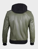 men military green leather bomber jacket