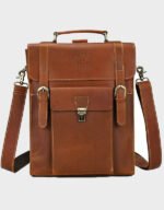 men tan full grain leather backpack