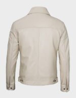 mens beige shirt style leather jacket