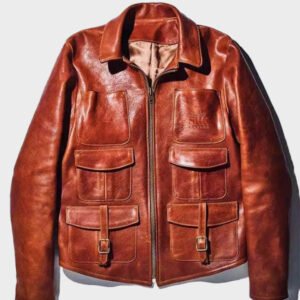 multiple pockets italian style leather jacket