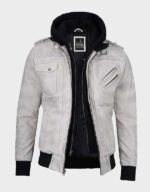 off white grey wax leather jacket