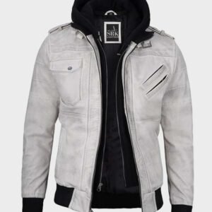 off white grey wax leather jacket