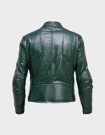 petrol green biker leather jacket for men