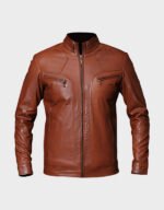 premium vintage brown leather jacket