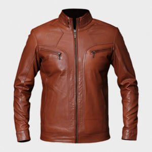 premium vintage brown leather jacket