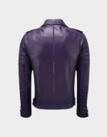 purple zipper biker leather jacket for men