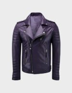 purple zipper motorcycle leather jacket