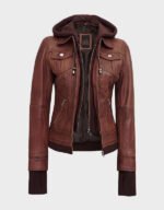 real dark brown bomber leather jacket