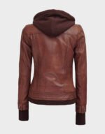 real dark brown bomber leather jacket for women