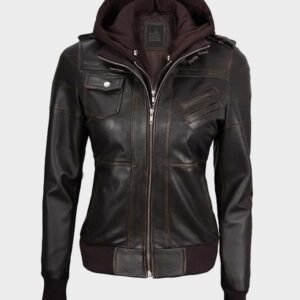 rub off dark brown leather jacket