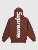 supreme satin applique hoodie brown