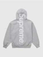 supreme satin applique hoodie heather grey