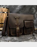 vintage dark brown leather briefcases laptop bag for men