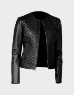 women black quilted leather jacket