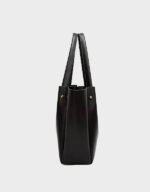 women casual pu shoulder black leather bag