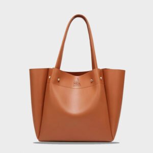 women casual pu shoulder tan leather bag