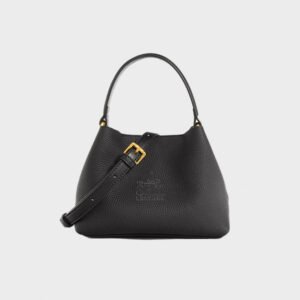 women fashion genuine cowhide black bucket bag