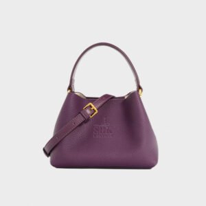 women fashion genuine cowhide purple bucket bag