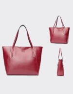 women genuine red leather handbag