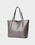 women gray genuine leather handbag