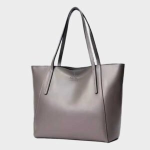 women gray genuine leather handbag